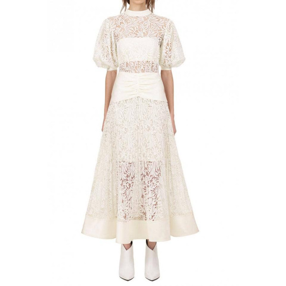Self-Portrait Dresses & Skirts - Self Portrait Lace Floral Midi Ivory Dress Size 4